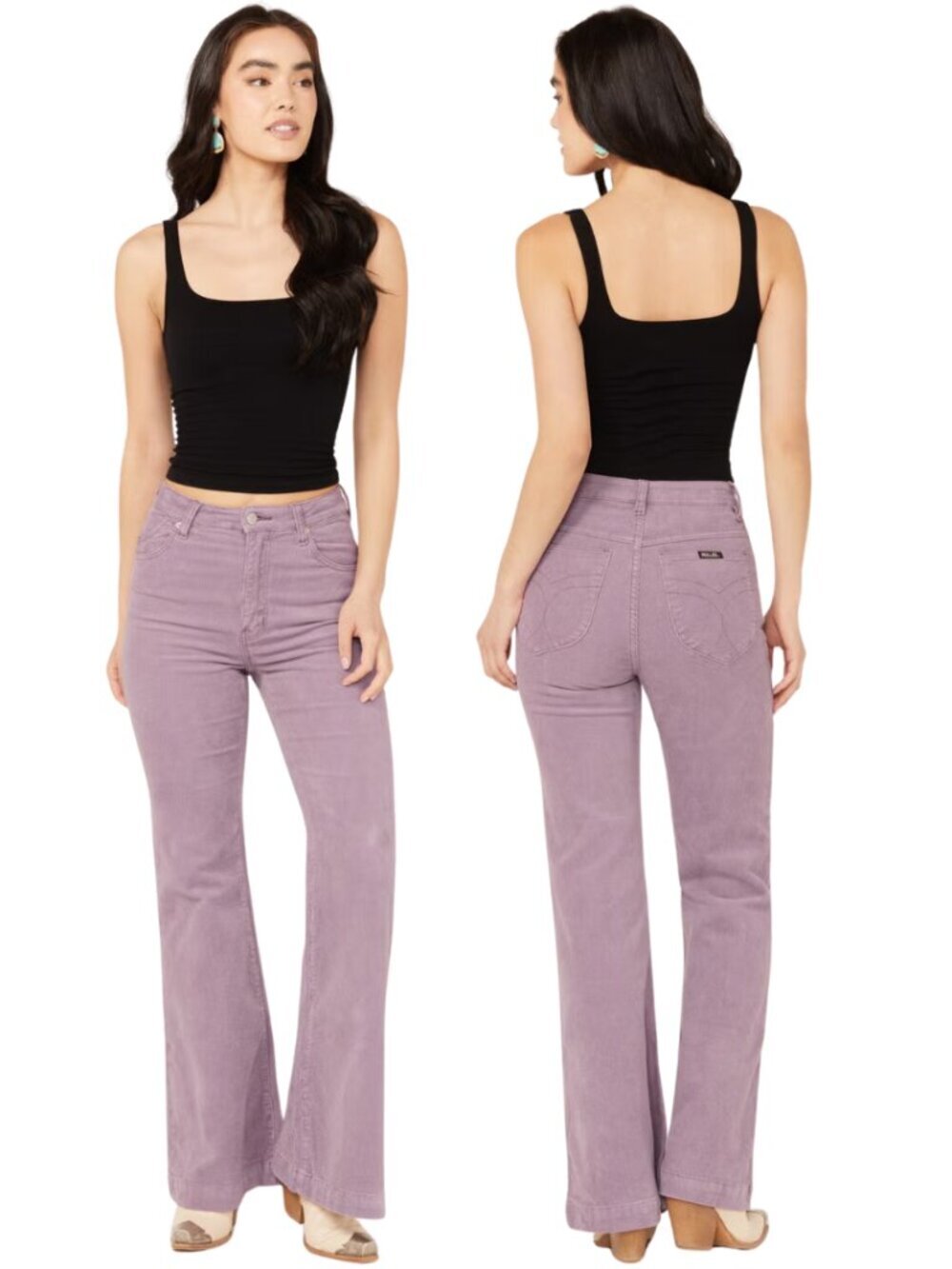 Rolla's East Coast High Rise Corduroy Flare Pants Women's 29 Light Purple Boho